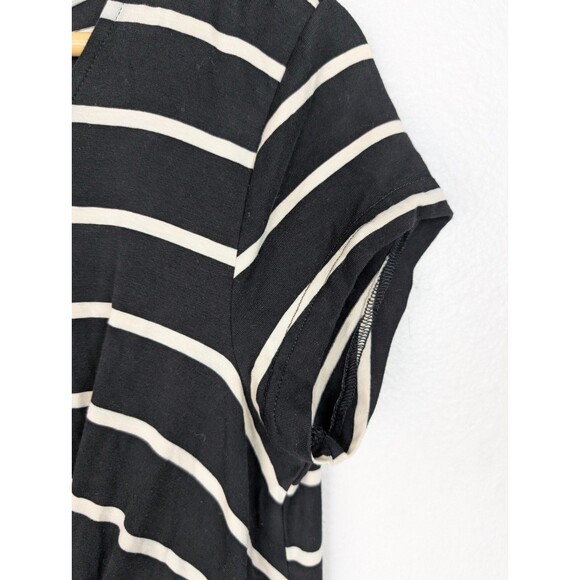 Garnet Hill Tencel Cotton Cap Sleeve Midi Dress Striped Black Size M - Picture 5 of 9